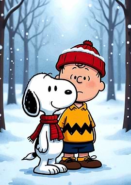 Snoopy and Charlie Brown in Winter