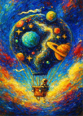 Astronaut in Space Balloon Painting