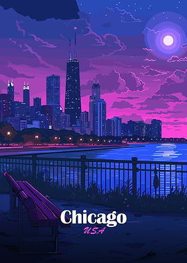 Chicago Skyline at Night