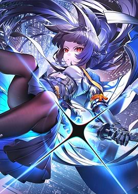 Zenless Zone Zero Girl with Sword in Cityscape