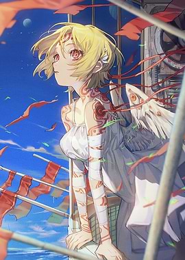 Anime Angel with Red Markings