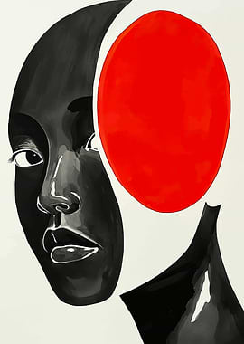 Abstract Portrait with Red Circle