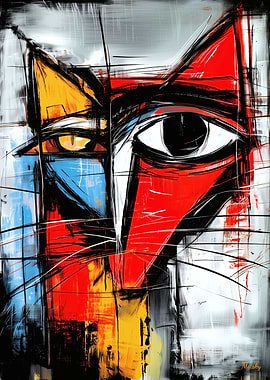 Fragmented Feline Abstract Expression