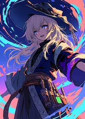 Anime Witch with Magical Energy
