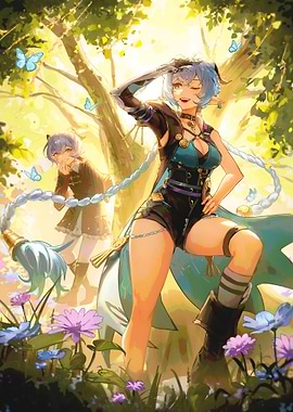 Anime Girls in a Sunny Meadow