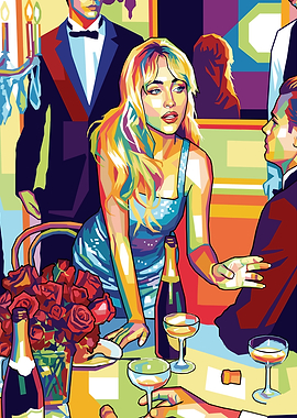 Sabrina Carpenter Man's Best Friend Party Scene Illustration