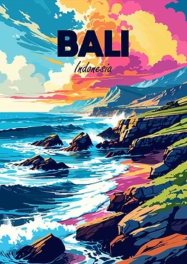 Bali, Indonesia Travel Poster