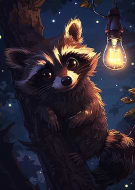 Cute Raccoon with Lightbulb