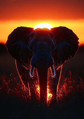 Elephant Silhouette at Sunset