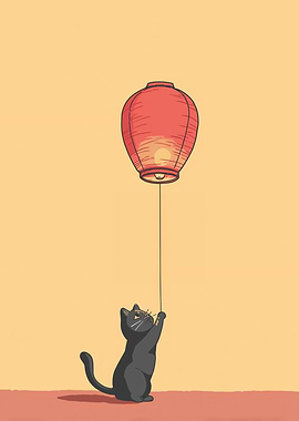 Cat with Red Lantern
