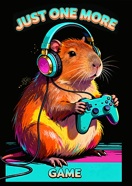Gamer Hamster with Headphones and Controller