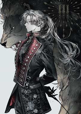 Anime Character with Lion Companion