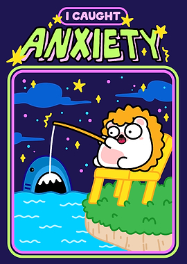 I Caught Anxiety Cartoon Illustration