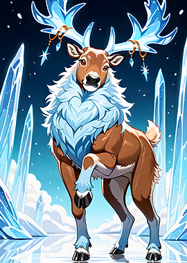 Stylized Reindeer with Ice Antlers