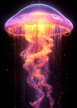 Glowing Jellyfish in Dark Space