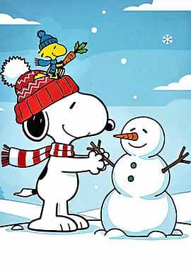 Snoopy and Woodstock Build a Snowman