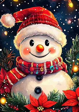 Festive Snowman with Christmas Decorations