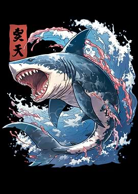 Great White Shark in Japanese Style