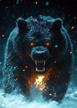Furious Bear with Glowing Eyes
