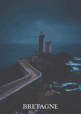 Brittany Lighthouse at Night