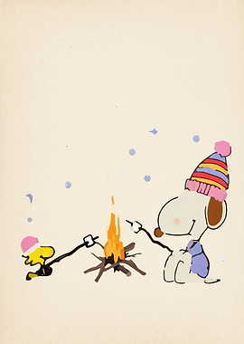 Snoopy and Woodstock Roasting Marshmallows