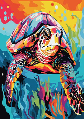 Colorful Sea Turtle Pop Art