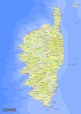 Detailed Map of Corsica, France