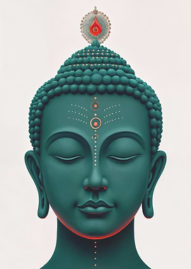 Green Buddha Head with Closed Eyes