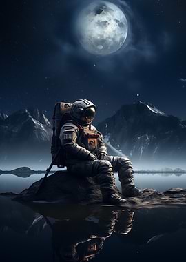 Astronaut Under Moonlight