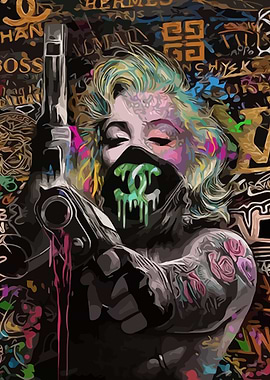 Marilyn Monroe with Gun Pop Art