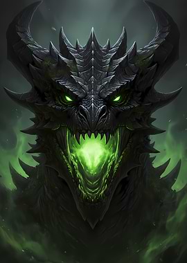 Black Dragon with Green Fire Breath