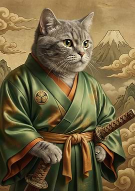 Samurai Cat Portrait