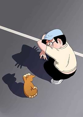 Boy and Cat Shadow Play