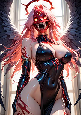 Winged Demon Girl with Mask