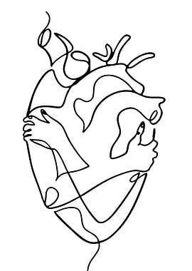 Heart and Hands Line Art