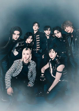 Group of stray kids in Dark Outfits