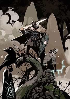 Viking Warrior with Raven and Archer