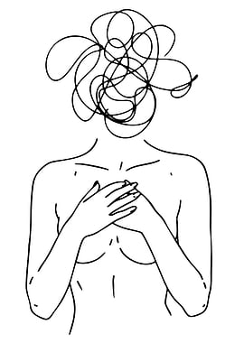 Line Art Woman with Tangled Mind