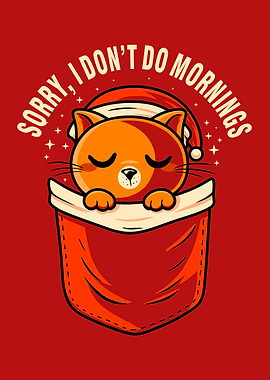 Sleeping Cat in Pocket – Funny Sorry I Don’t Do Mornings Artwork