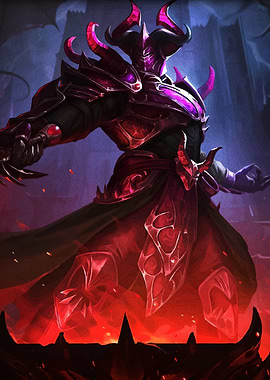 Horned Warrior in Red and Purple Armor