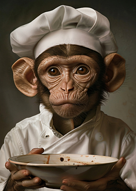 Monkey Chef with Empty Bowl