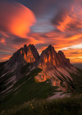 Mountain Peaks at Sunset