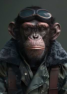 Chimpanzee Aviator Portrait
