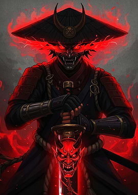 Demon Samurai Warrior Red Aura