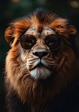 Lion with Sunglasses Portrait