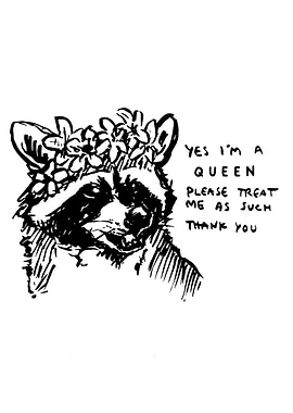 Raccoon Queen with Flower Crown