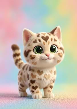 Cute Heart-Patterned Kitten Portrait
