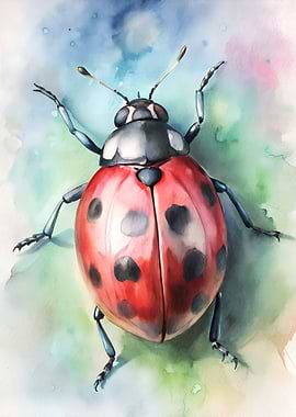 Watercolor Ladybug Illustration