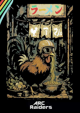 Ramen-Eating Chicken with Helmet