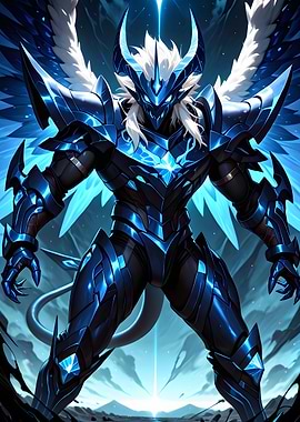 Blue Armored Winged Warrior